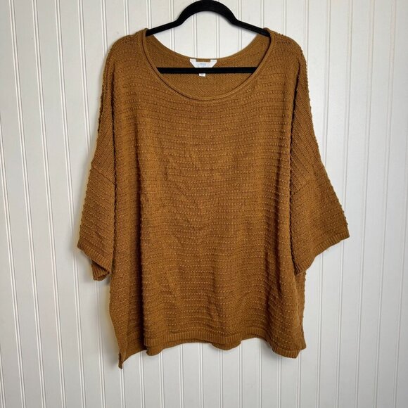 Time & Tru NWT Brown Wide 3/4 Sleeve Sweater K14 - Picture 2 of 8